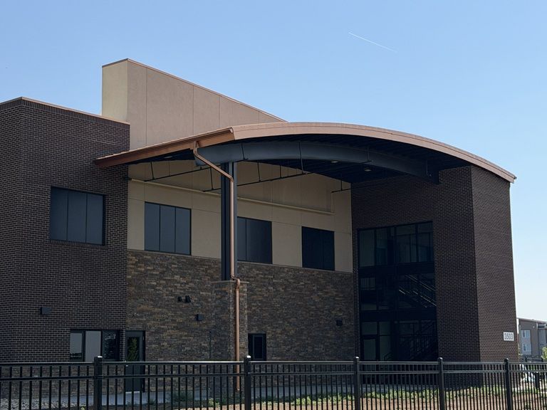Loveland Nazarene Stillwater Church back curved canopy close up